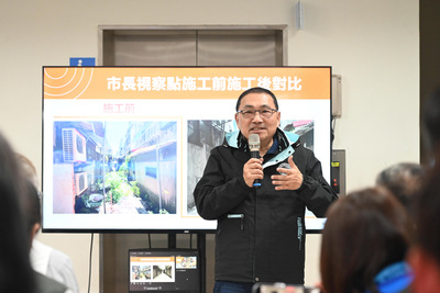 視察三峽區污水下水道接管工程，侯友宜：新北接管戶數全國第一。