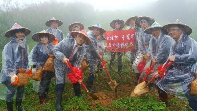 日本千葉市川村議員帶領「花之旅團」參訪坪林植櫻紀念照